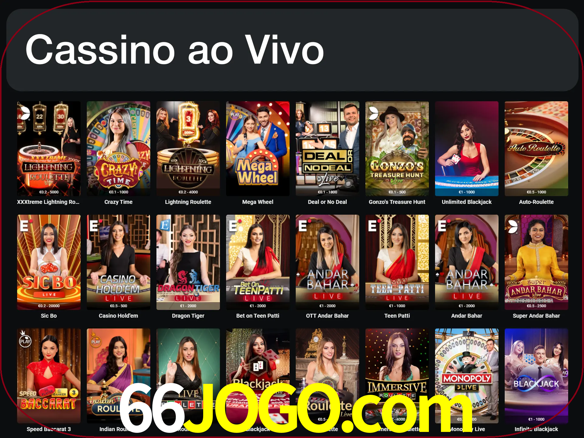 Jogue jogos de cassino com um verdadeiro dealer.