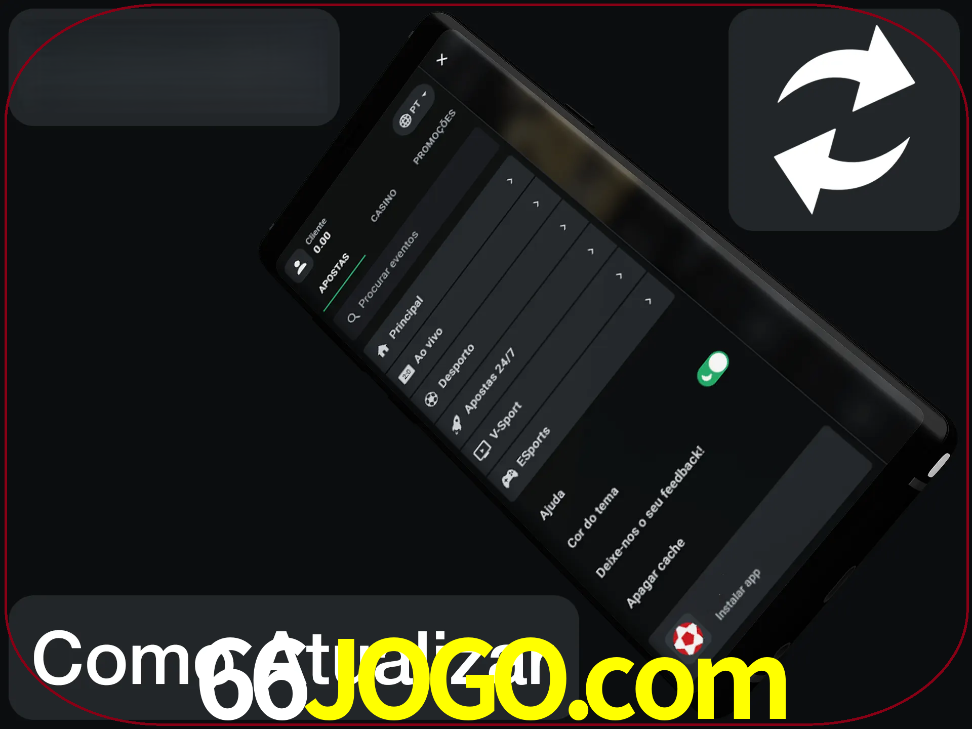 O aplicativo é atualizado automaticamente quando você faz o login.